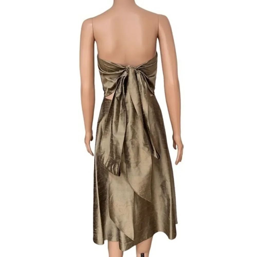 Watters & Wattersย Silk Dress Size 8 SleevelessโSash BowโCutout.